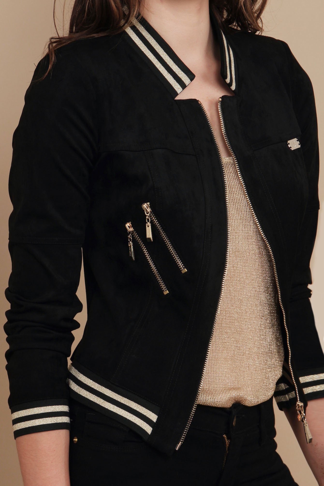 Veste Charly aspect daim noir