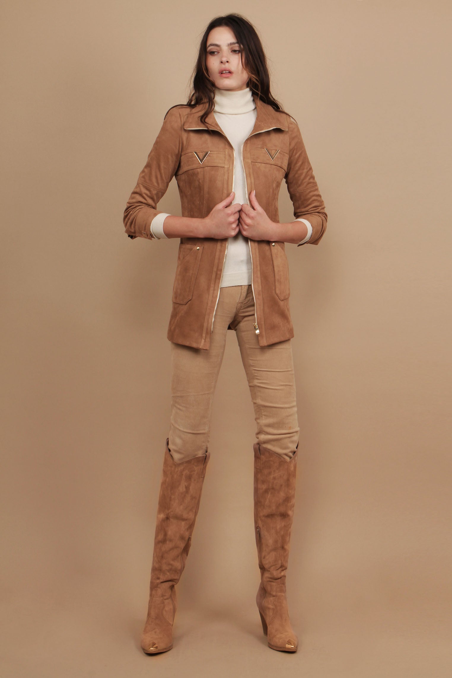 Veste Mercedes apect daim camel