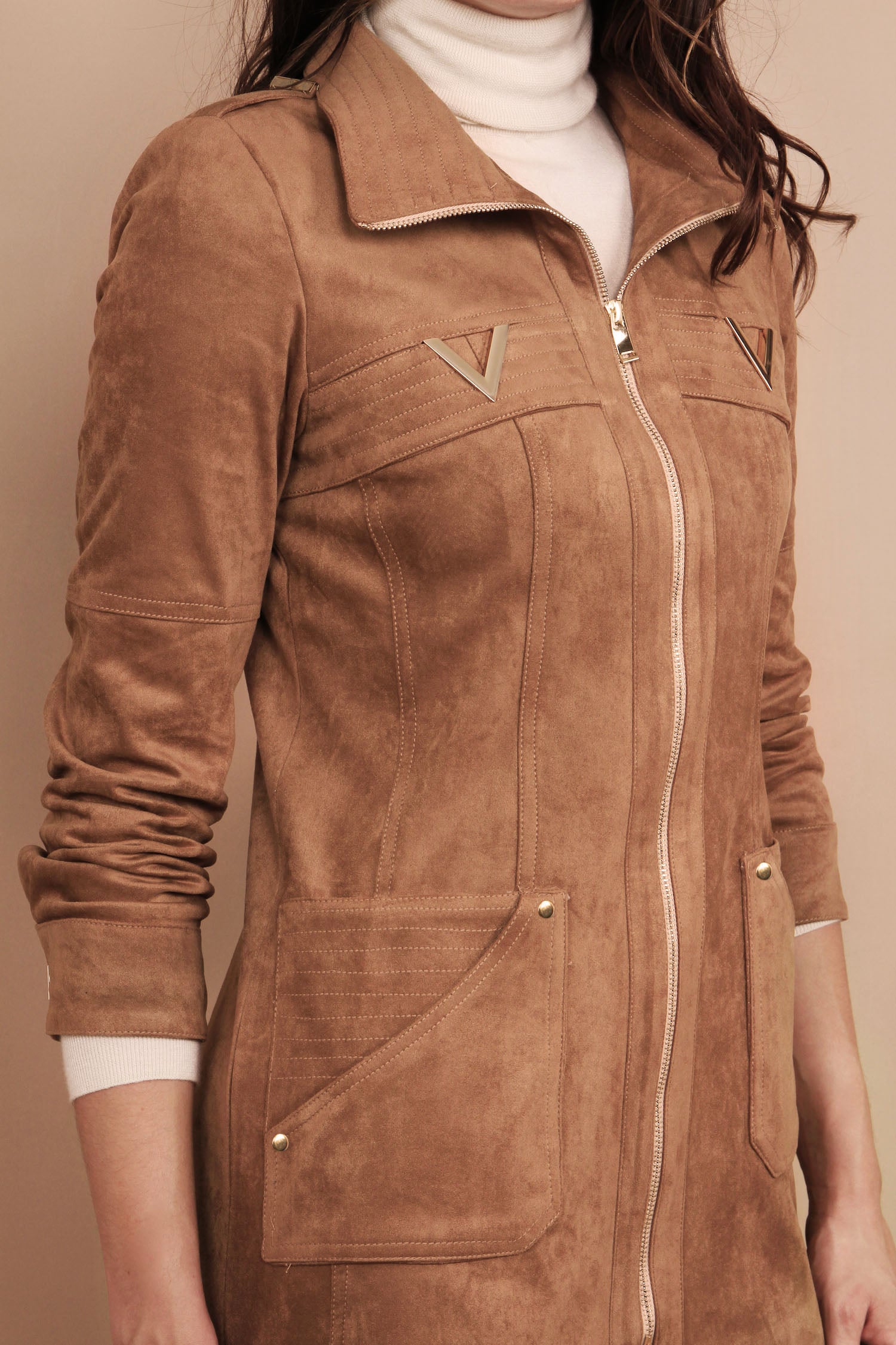 Veste Mercedes apect daim camel